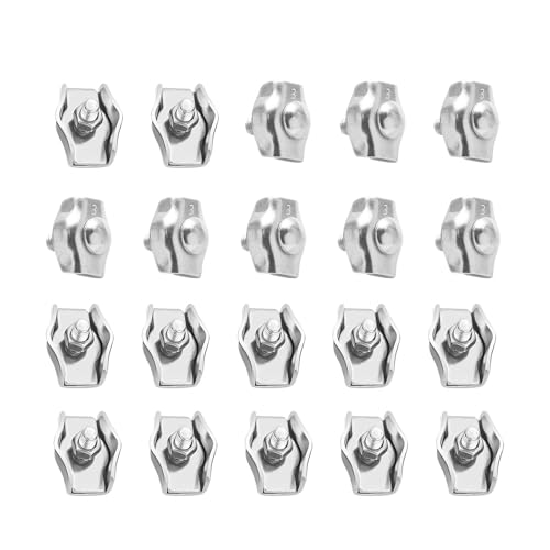 YFaith 20 Stück Drahtseilklemme aus Edelstahl 304, M3 Silber Seilklemmen Set, Edelstahl Klemme Stahlseil inklusive Muttern und Unterlegscheiben, für Drahtseile, Kabel, Wäscheleinen und Banner YFaith 20 Stück Drahtseilklemme aus Edelstahl 304, M3 Silber Seilklemmen Set, Edelstahl Klemme Stahlseil inklusive Muttern und Unterlegscheiben, für Drahtseile, Kabel, Wäscheleinen und Banner von YFaith