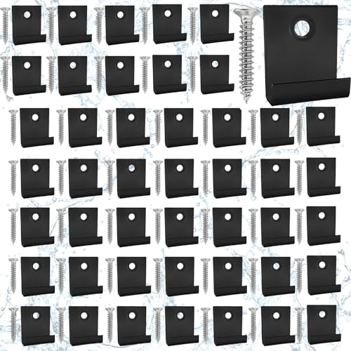 YFaith 50 Stück WPC-Befestigungsclips, 8 mm Nutbreite Terrassendielen Befestigung Unsichtbar, 304 Edelstahl WPC-Terrassendielen-Clips, Schwarz, mit 50 Stück M4-Schrauben, für Haus, Garten, Terrasse von YFaith