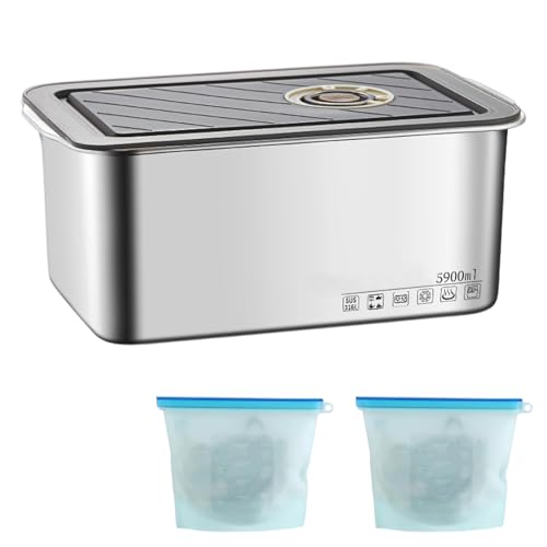 YFaith Frischhaltedosen Set, 5900 ml Frischhalteboxen mit Deckel, 316 Edelstahl Gefrierboxen mit Deckel, mit 2 Stück Wiederverwendbare Gefrierbeutel, für Kühlschrank, Mikrowelle, Backofen von YFaith