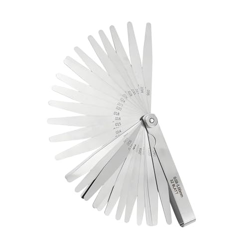YFaith Fühlerlehre Ventilspiel, 32 Blatt Ventilspiel Lehre, Edelstahl Ventillehre, 0,03-1,00mm Abstandslehre Klingen, Silberfarbene, für Messen von Spaltbreiten und Dicken von YFaith
