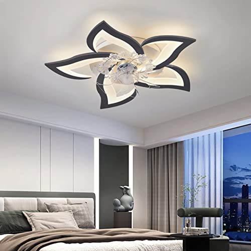 Deckenventilator mit Beleuchtung und Fernbedienung 60W Deckenventilator mit Lampe Modern Leise 6 Geschwindigkeit Dimmbar LED Speicherfunktion lampe mit ventilator Für Schlafzimmer Wohnzimmer,Schwarz von YFouCnd I