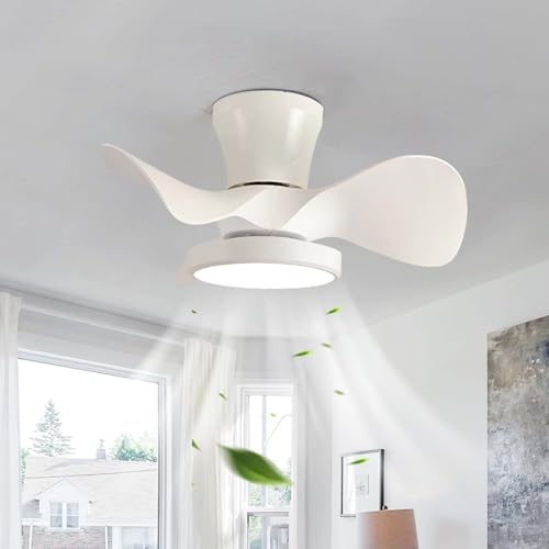 YFouCnd I Modern Klein Deckenventilator Mit Beleuchtung Reversibel 6-gang Leise Deckenventilator Mit Licht Und Fernbedienung Smart Dimmbar Lampe Mit Ventilator Mit Memory-Funktion Schlafzimmer-White von YFouCnd I