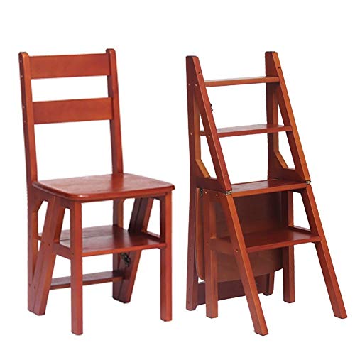 YGCBL Multifunktions Klapphocker, Treppenhocker 4-stöckige Treppenleiter klappbar Haushocker Holz Multifunktionshocker Klappleiter Küchenstuhl Treppenhocker, B von YGCBL