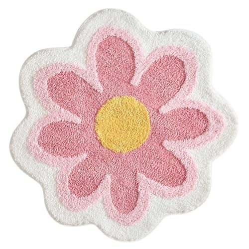 YGCHEN Blumen Badematte 60 x 60 cm Rutschfeste Matte Gänseblümchen Weiche Antirutsch Teppich Badezimmermatte Türmatte Duschvorleger Teppichboden für Badezimmer, Küche, Toilette, Kinderzimmer, Haustier von YGCHEN