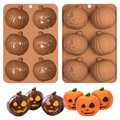 YGCHEN Halloween Silikonform Backform Kürbis Kuchenform Silikon Kuchenbackform Halloween Kürbis Silikonformen 3D Kürbisform Motivbackformen Schokoladenformen 2 Stück von YGCHEN