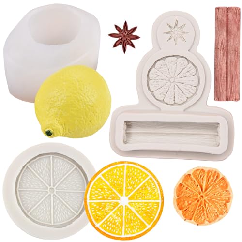 YGCHEN Zitrone Silikonform Zitronenscheiben Silikonformen Sternanis Mandarinenschale Silikon Formen 3D Zitronen Backformen DIY Gießform für Fondant Schokoladen Kuchen Kerzen 3 Stück von YGCHEN
