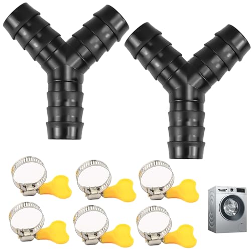 2 Sätze Y-Verteilerstück 75mm, Schlauchverbinder mit 6 Stück Schlauchklemmen, Verteiler Abfluss Waschmaschine Doppelanschluss Schlauchverteiler für Geschirrspüler Trockner 2 Sätze Y-Verteilerstück 75mm, Schlauchverbinder mit 6 Stück Schlauchklemmen, Verteiler Abfluss Waschmaschine Doppelanschluss Schlauchverteiler für Geschirrspüler Trockner von YGCQFH