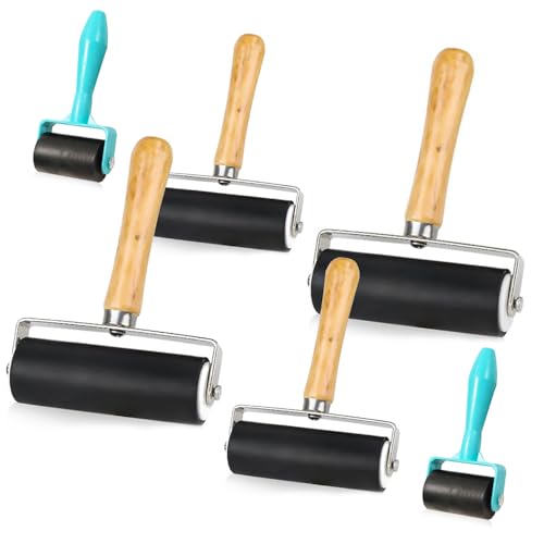 YGCQFH 6 Stück Druckfarbenroller, 3 Größen Gummiwalzen für Linol, Fliesen und Blockdruck, Bastelstempel, DIY-Kunstprojekte – Hochwertige Farbroller für den professionellen Einsatz von YGCQFH