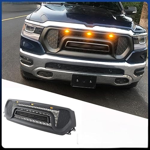 YGDBFB88 Auto Kühlergrill für Dodge RAM Dodge RAM1500 Grille 2019-2022, Frontgrilleinsatz Kühlergrill Doppelgrill Frontstoßstange Frontgrill,Black von YGDBFB88