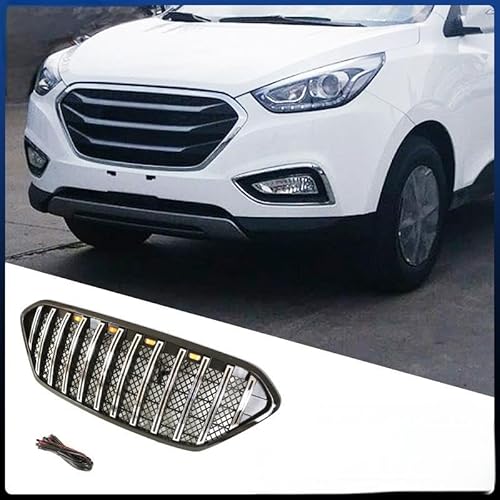 YGDBFB88 Auto Kühlergrill für Hyundai IX35 GIRLLE 2013-2016, Frontgrilleinsatz Kühlergrill Doppelgrill Frontstoßstange Frontgrill, Black with Light von YGDBFB88