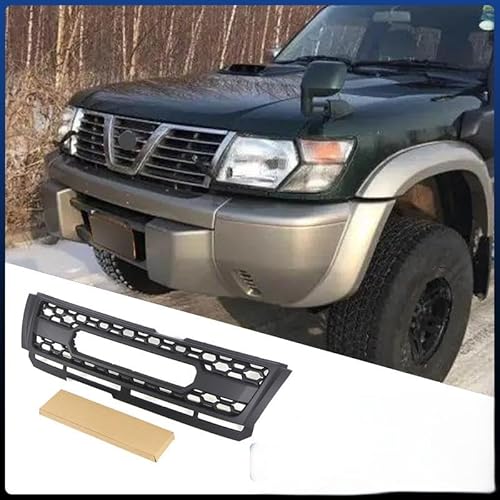 YGDBFB88 Auto Kühlergrill für Nissan Patrol Y61 Grill 1998-2002, Frontgrilleinsatz Kühlergrill Doppelgrill Frontstoßstange Frontgrill,with Light von YGDBFB88