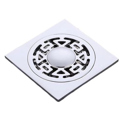 YGDLUCK Abflussabdeckungen Bodenablauf Chrom Messing 10X10 cm Badezimmer Balkon Waschmaschine Dual-Use-Entwässerung Bodenabläufe Haarfiltersieb (C dual) von YGDLUCK