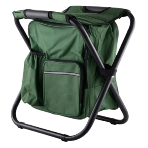 YGDYFDC Angelhocker Faltbar Eisbeutelhocker, Multifunktionaler Tragbarer Klapphocker Mit Thermobeutel, Angelhocker Mit Rückenlehne Und Strandkorb falthocker Camping(Green) von YGDYFDC