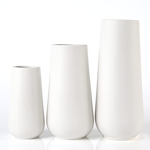 YGEOMER Keramikvasen-Set, Pampasgras, weiße Vase, Blumenvase für Zuhause, Schlafzimmer, Wohnzimmer, Büro, Schreibtisch, Tafelaufsätze, 3-teilig von YGEOMER