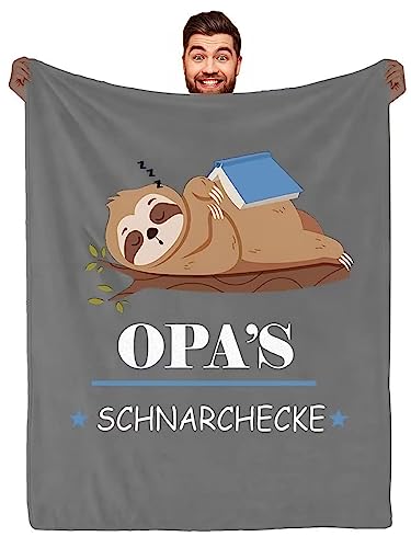 Decke Geschenke für Opa zum Geburtstag Vatertag, Kuscheldecke Flauschige Personalisierte Geschenke Faultier Decke An Meinen Opa, Super Weiche Flanelldecke Wohndecke für Bester Opa (An Meine Opa decke) von YGFADH