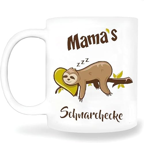 Mama Geschenke Kaffee Tasse, Mama's Schnarchecke Kaffee Tassen mit Spruch, Weihnachtsgeschenke für Mutter zum Geburtstag,Muttertag Faultier Geschenk 350ml Kaffeebecher (Mama Tasse) von YGFADH