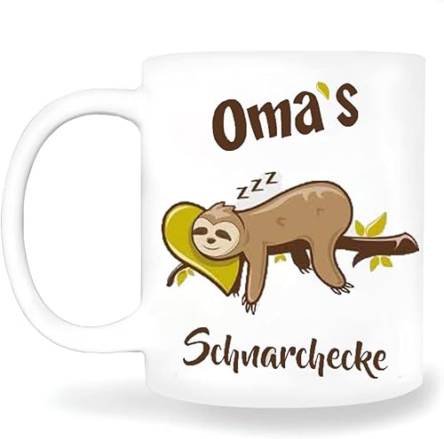Oma Geschenke Kaffee Tasse, Oma's Schnarchecke Kaffee Tassen mit Spruch, Weihnachtsgeschenke für Oma zum Geburtstag Faultier Geschenk 350ml Kaffeebecher (Oma Tasse) von YGFADH