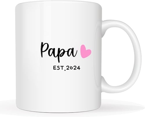 Papa Geschenke Kaffee Tasse, Papa EST.2024 Kaffee Tassen mit Spruch, Weihnachtsgeschenke für Vater zum Geburtstag,Vatertag Geschenk 350ml Kaffeebecher von YGFADH