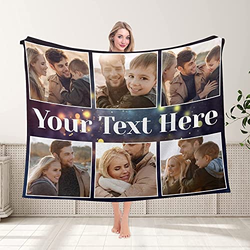 Personalisierte Decke Fotodecke mit Foto & Text | Super Weiche Fleecedecke | Kuscheldecke Personalisiert Geschenke für Geburtstage Jahrestag Weihnachten Halloween für Familie Freunde Kinder (style 12) von YGFADH