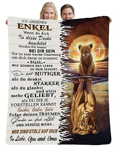 YGFADH Kuscheldecke Personalisierte Decke An Unseren Enkel,Enkel Decke Deutsche Nachricht Briefdecke Positiv Ermutigen Wohndecke für Couch Bett Tv-Deckenk An Meine Enkel von YGFADH