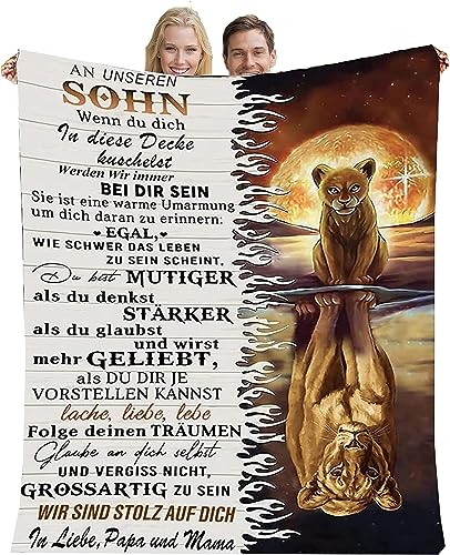 YGFADH Kuscheldecke Personalisierte Flauschige Geschenke Decke An Unseren Sohn von Eltern,Super Weiche Decke Mama und Papa für Sohn Positive Ermutigung und Liebe Sohn Sofadecke Eltern für Sohn von YGFADH