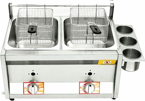 12L Doppelkartierhandwerks-Arbeitsplatte Gas Fritteuchter L-P-G Edelstahl, Für French Fries Restaurant Home Kitchen von YGHBFRSZ