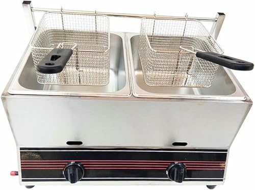 22l Gas Deep Fett Fritteuchter Edelstahl -Duadual Tanks 2 Korb Tabletop Manuelle Einstellungstemperatur Für Kommerzielle Restaurantküchenausrüstung von YGHBFRSZ