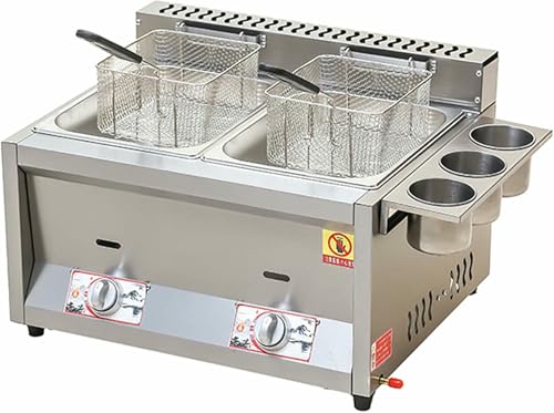 Gas, Kommerzielle Arbeitsplatte Gas Fryerwith Korb Und Spritzdicht Deckel, Verstellbare Feuerkraft, Für Kommerzielle Restaurant Heimküche von YGHBFRSZ