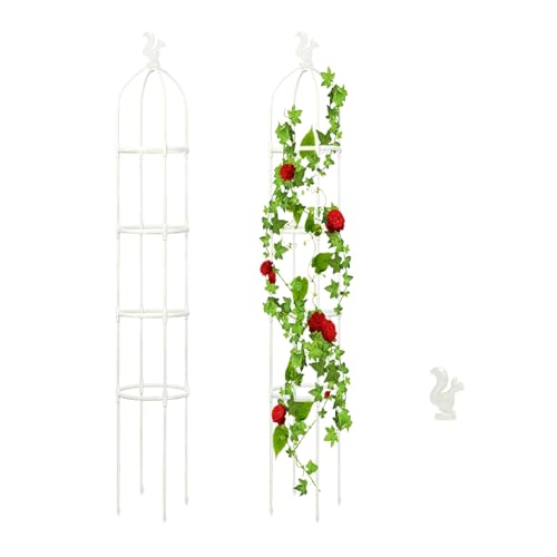 YGHQAP Gartenspalier für Kletterpflanzen, Pflanzenstütze für Kletterpflanzen, Rosenstrauch-Rundspalier für Töpfe, Blumenobelisk-Spalierständer für Den Innen- und Außenbereich Im(Weiß*4Schichten) von YGHQAP