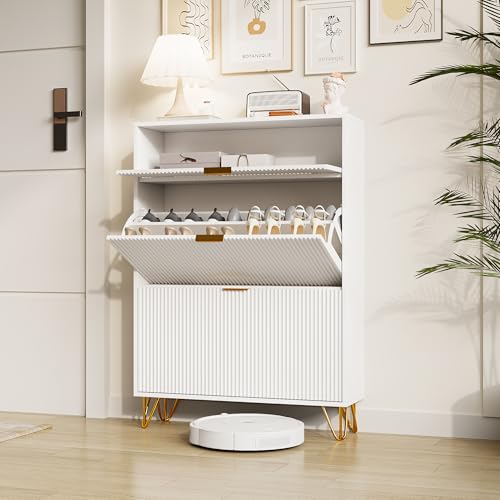 YGHQAP Schuhschrank mit 2 Klappen und Ablagefach, Schuhregal Schuhkipper Schmal Schuhkipper Weiss mit Ablageflächen Verstellbar für 14-18 Paar für Flur, Eingangsbereich, 80x24x118.5cm YGHQAP Schuhschrank mit 2 Klappen und Ablagefach, Schuhregal Schuhkipper Schmal Schuhkipper Weiss mit Ablageflächen Verstellbar für 14-18 Paar für Flur, Eingangsbereich, 80x24x118.5cm von YGHQAP
