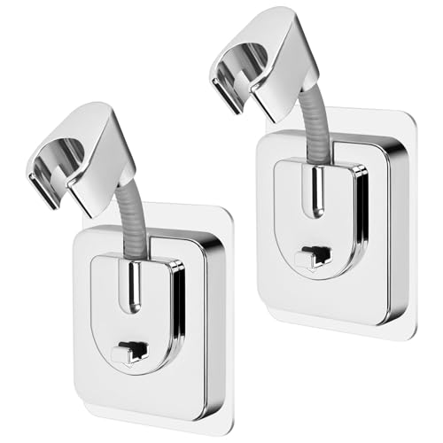 Duschkopfhalterung Ohne Bohren, 2 Stück 120° Verstellbare Handbrause Halterung Stark Haftender Duschhalterung, Duschkopf Halterung Wand Brausehalterung Duschkopfhalter für Bad von YGKYMVW