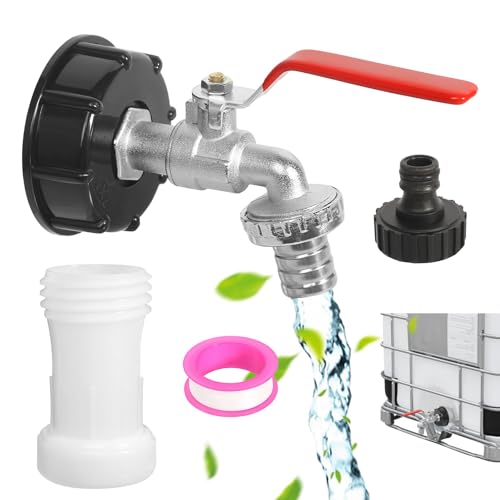 IBC Tank Auslaufhahn, IBC Tank Zubehör IBC Container Zubehör IBC Auslaufhahn mit 3/4 Zoll Anschluss für IBC Adapter S60x6 Wassertank, 1000L Wassertank Zubehör Auslaufhahn für IBC Container von YGKYMVW