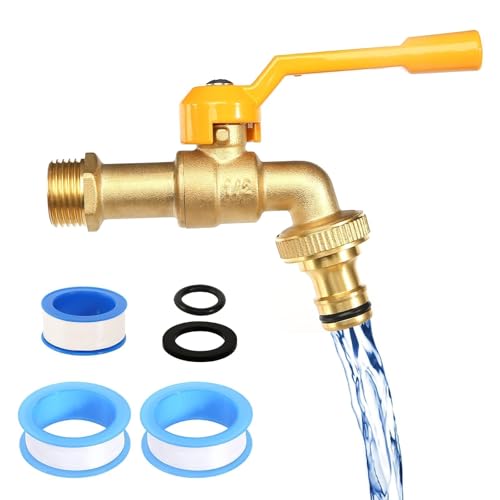 Wasserhahn Garten 1/2 Zoll, Messing Kugelhahn Aussen Frostsicher -20℃ Auslaufhahn Hitzebeständig 120℃ Außenwasserhahn mit 3 Trommeldichtband, Auslaufhahn Aussen für Garten Regentonne Wasserhahn Garten 1/2 Zoll, Messing Kugelhahn Aussen Frostsicher -20℃ Auslaufhahn Hitzebeständig 120℃ Außenwasserhahn mit 3 Trommeldichtband, Auslaufhahn Aussen für Garten Regentonne von YGKYMVW