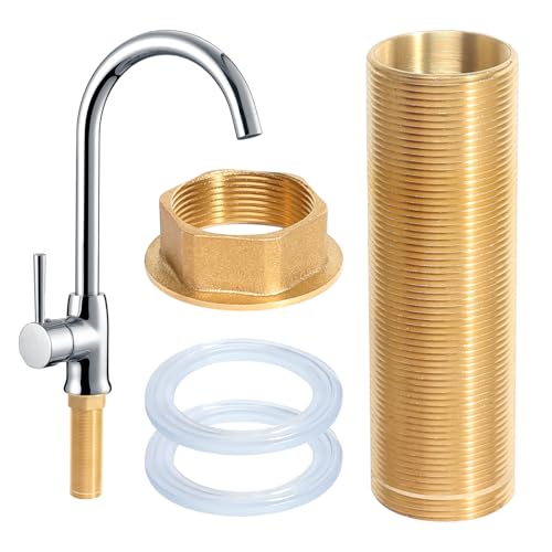 Wasserhahn Verlängerte Hohe M30*10cm Verlängerung Gewinderohr, Wasserhahnverlängerung mit Gewinderohr Schaftmuttern Wasserhahn Verlängerung, Armaturen Nippel Kontermutter zur Montage von Armaturen von YGKYMVW