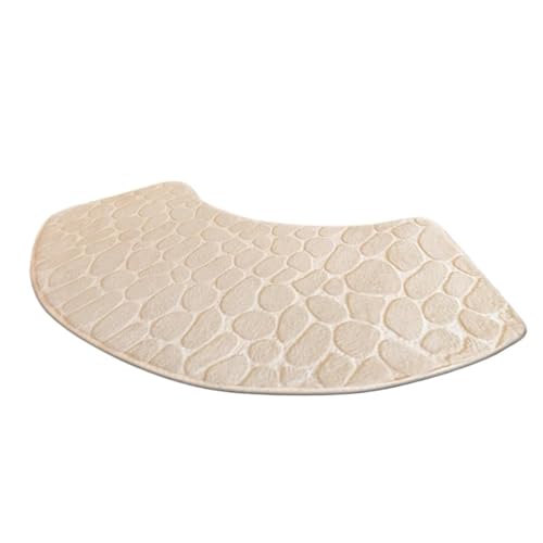 YGLEEULI 1PC Gebogene Scalloped Matte Badezimmer Bodenmatte Saugfähige Bodenmatte Toilette Dusche Badematten für Badezimmer(Beige,100x40cm) von YGLEEULI
