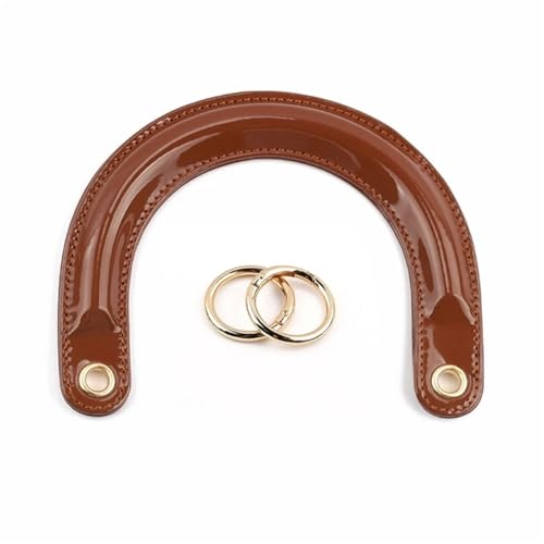 YGLEEULI 2 Stück Handtaschengriffe aus Leder in U-Form mit Verbindungsschnalle for selbstgemachte Damenhandtaschen, Ersatzgriffe, handgefertigtes Taschenzubehör für Tasche(Coffee Gold Buckle) von YGLEEULI