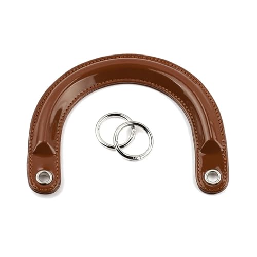 YGLEEULI 2 Stück Handtaschengriffe aus Leder in U-Form mit Verbindungsschnalle for selbstgemachte Damenhandtaschen, Ersatzgriffe, handgefertigtes Taschenzubehör für Tasche(Coffee Silver Buckle) von YGLEEULI