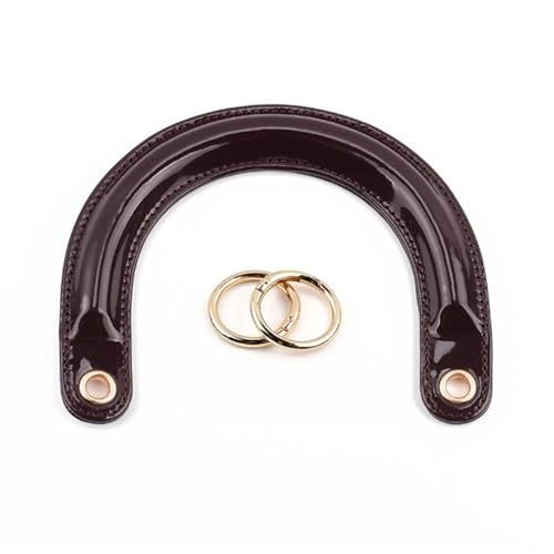 YGLEEULI 2 Stück Handtaschengriffe aus Leder in U-Form mit Verbindungsschnalle for selbstgemachte Damenhandtaschen, Ersatzgriffe, handgefertigtes Taschenzubehör für Tasche(Red 01 Gold Buckle) von YGLEEULI