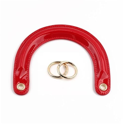 YGLEEULI 2 Stück Handtaschengriffe aus Leder in U-Form mit Verbindungsschnalle for selbstgemachte Damenhandtaschen, Ersatzgriffe, handgefertigtes Taschenzubehör für Tasche(Red Gold Buckle) von YGLEEULI
