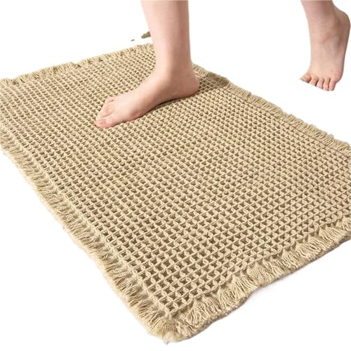 YGLEEULI Badezimmermatte, gewebte Bodenmatte, saugfähiger Teppich, Heim-Toiletten-Quasten, Fußmatte, weicher, maschinenwaschbarer Teppich für Terrasse(Brown,43X61cm) von YGLEEULI