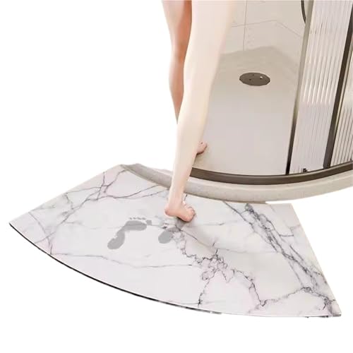 YGLEEULI Gebogene Badezimmer-Bodenmatte Diatomeen-Schlamm-absorbierende Matte Fächerförmige rutschfeste Fußmatte für Badezimmer(Color 4,40x75cm) von YGLEEULI