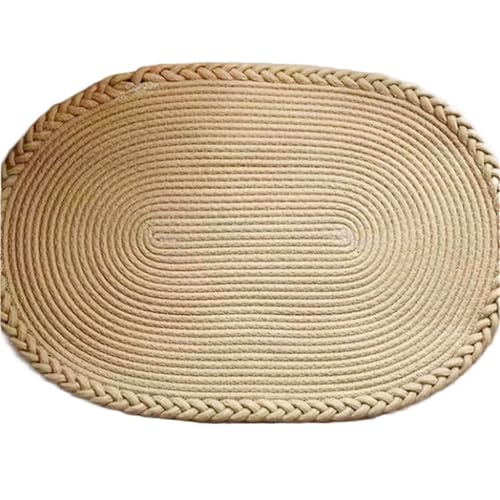 YGLEEULI Gewebte Jute-Fußmatten, einfacher Baumwoll-Leinen-Teppich, Fußmatte, rutschfeste Teppiche, Kissen-Eingangsteppich for Schlafzimmer für Terrasse(Khaki) von YGLEEULI