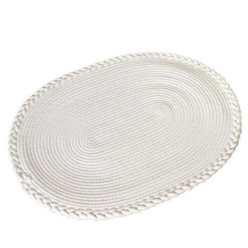 YGLEEULI Gewebte Jute-Fußmatten, einfacher Baumwoll-Leinen-Teppich, Fußmatte, rutschfeste Teppiche, Kissen-Eingangsteppich for Schlafzimmer für Terrasse(White) von YGLEEULI