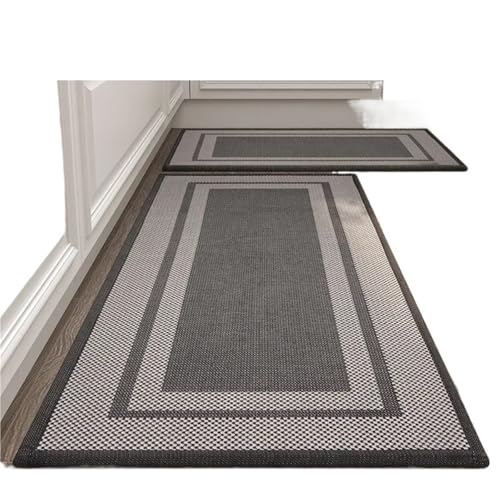 YGLEEULI Gewebte Küchenbodenmatte aus Polyester | Absorbierend for Wasser und Öl für Terrasse(Dark Gray,50x120cm) von YGLEEULI