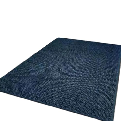 YGLEEULI Leinenimitat-Teppich for Wohnzimmer, Sofa, Schlafzimmer, Bett, Erkerfenster, Katzenkratzbrett, Bodenmatte, Eingangsbereich, Küche, Badezimmer, Fußmatte für Terrasse(Blue,70X120CM) von YGLEEULI
