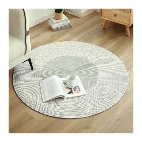 YGLEEULI Runde gewebte Teppiche aus Jute-Rattan for Schlafzimmer, Wohnzimmer, Vintage-Dekoration, Fußmatten, Zimmertürmatte für Terrasse(Grey) von YGLEEULI