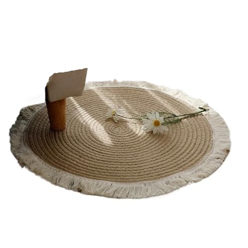 YGLEEULI Runde gewebte Teppiche aus Jute-Rattan for Schlafzimmer, Wohnzimmer, Vintage-Dekoration, Fußmatten, Zimmertürmatte für Terrasse(Mixed) von YGLEEULI