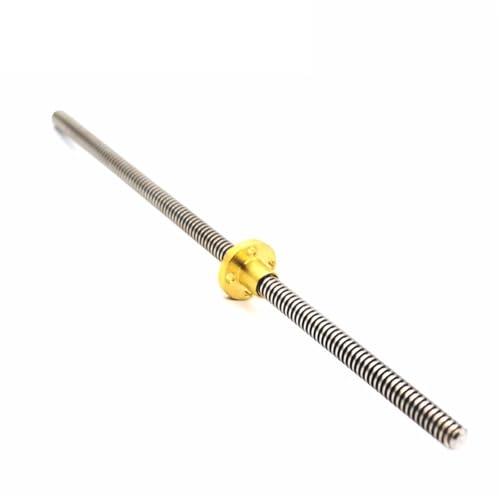 YGLEEULI T8 Leitspindel 4 mm/2 mm/8 mm Durchmesser 8 mm Steigung 2 mm Länge Trapezförmige Spindelschraube mit Messing-Kupfer-Muttern für 3D Drucker(Lead 2mm,350mm) von YGLEEULI