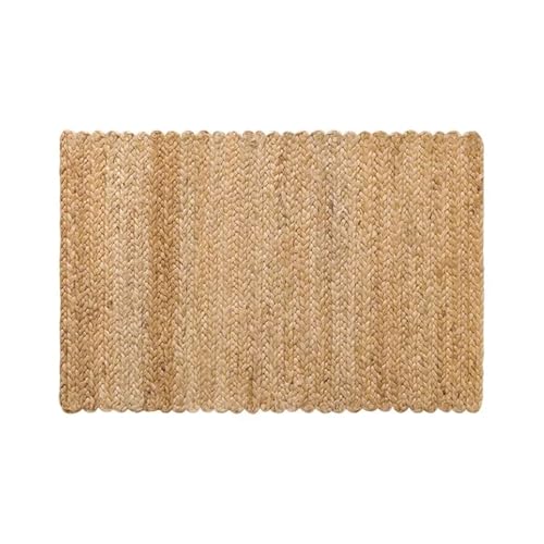 YGLEEULI Teppich for Wohnzimmer Jute Handgewebte, klebefreie Eingangsmatte Doppelseitiger Schlafzimmerteppich für Terrasse(Brown4,80x120cm) von YGLEEULI