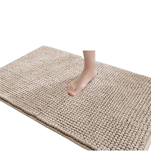 YGLEEULI Wasserabsorbierende, rutschfeste Fußmatte for Schlafzimmer, Badezimmer, Küche, Wohnzimmer, Eingangsbereich, Bodenteppich, modern, einfach, maschinengestrickt für Terrasse(Camel,50cm*80cm) von YGLEEULI